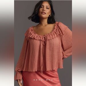 By Anthropologie Sheer Cropped Blouse